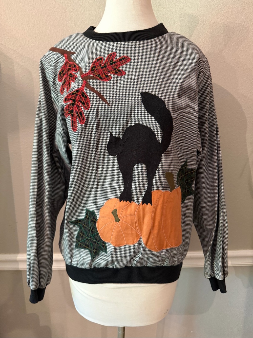 Vintage Black Cat & Pumpkin Fall Shirt, Halloween Shirt, Sharon Young Dallas